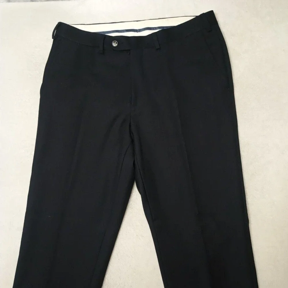 Suitsupply Pants Men 33x32 Black Slim Wool Lined Flat Front Dress Slacks Suit